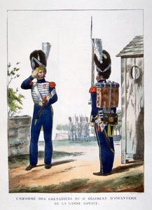 Mundury grenadierów... francuskiej gwardii królewskiej, 1823 r.