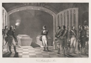 Wizyta w Grobie Fryderyka Wielkiego, wcześnie XIX wiek (lito) autorstwa Charles Etienne Pierre Motte