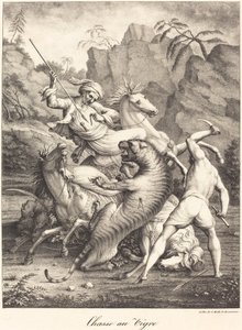 Polowanie na Tygrysa autorstwa Charles Etienne Pierre Motte after Auguste Jacques Regnier