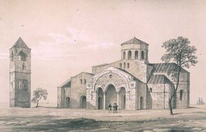 Południowo-wschodni widok na kościół św. Zofii, Trebizond, wyd. według Day & Son (lito) autorstwa Charles Felix Marie (after) Texier