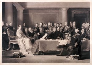 Królowa Wiktoria przewodnicząca na radzie w sprawie wstąpienia na tron, 1846 autorstwa Charles Fox