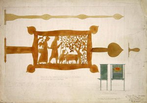 Projekt dla mosiężnego zawiasu biurka autorstwa Charles Francis Annesley Voysey