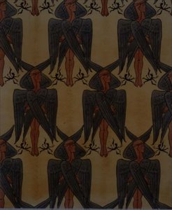 Powtarzający się cherubin, projekt na tkaninę autorstwa Charles Francis Annesley Voysey