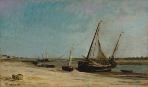 Łodzie na wybrzeżu w Étaples autorstwa Charles Francois Daubigny