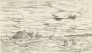 Gospodarstwa wiejskie na płaskim terenie autorstwa Charles Francois Daubigny