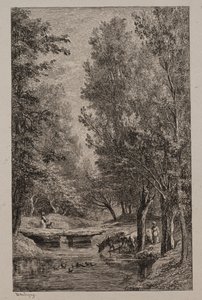 Potok w Val Mondois, ok. godz. 1862. autorstwa Charles Francois Daubigny