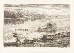 Chłopiec kabinowy ciągnący linę autorstwa Charles Francois Daubigny