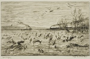 Uroczystość ryb z okazji odpłynięcia chłopca okrętowego (The Fish) autorstwa Charles Francois Daubigny