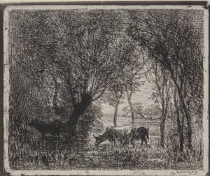 Krowy w lesie autorstwa Charles Francois Daubigny