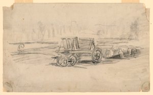 Rysunek, wóz rolniczy, ok. 1850 r. autorstwa Charles Francois Daubigny