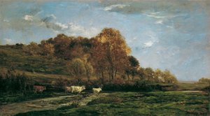 Jesienny krajobraz łąki autorstwa Charles Francois Daubigny
