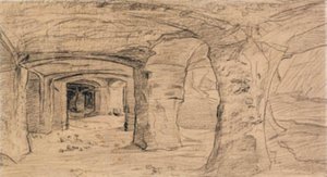Sklepienia skalne w kamieniołomie w Auvers-sur-Oise. autorstwa Charles Francois Daubigny
