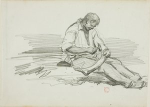 Człowiek naprawiający kosę autorstwa Charles Francois Daubigny