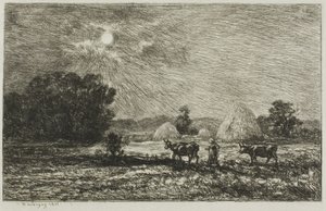 Światło księżyca w Valmondois autorstwa Charles Francois Daubigny