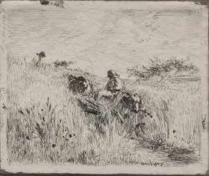 Ścieżka przez pole zboża, oryginalny nadruk 1862, wydrukowany w 1921 r. autorstwa Charles Francois Daubigny