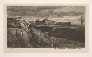 Ruiny zamku Crèmieux Isère, 1850. autorstwa Charles Francois Daubigny