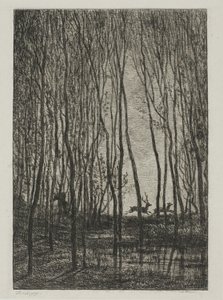 Jelenie w lesie autorstwa Charles Francois Daubigny