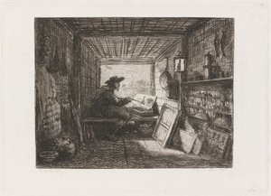 Studio na łodzi (Le Bateau-atelier) autorstwa Charles Francois Daubigny