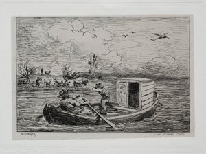 Rejs statkiem: Le Mot de Cambronne Mecz slangu, 1861. autorstwa Charles Francois Daubigny