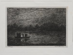 Rejs statkiem: Nocna podróż lub wędkarstwo sieciowe (druga wersja) autorstwa Charles Francois Daubigny