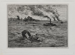 Rejs statkiem: parowce lub uważaj na parowce, 1861. autorstwa Charles Francois Daubigny