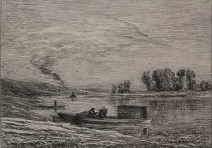 Łódź w Conflans, 1866. autorstwa Charles Francois Daubigny