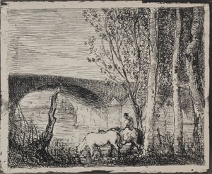 Most, oryginalny nadruk 1862, wydrukowany w 1921 r. autorstwa Charles Francois Daubigny