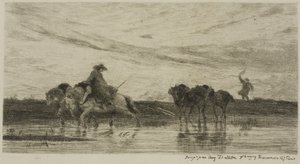 Zaprzęgowe konie autorstwa Charles Francois Daubigny
