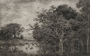 Bagno z bocianami, ok. 1930 r. 1851. autorstwa Charles Francois Daubigny