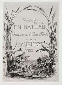 Frontyspis tytułowy do albumu: Rejs statkiem, 1861. autorstwa Charles Francois Daubigny