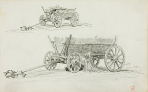 Dwa szkice wozu wołowego autorstwa Charles Francois Daubigny