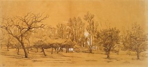 Widok sadu w Saint-Denis, połowa XIX wieku autorstwa Charles Francois Daubigny