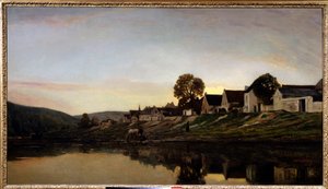 Wieś niedaleko Bonnieres Obraz Charlesa Francois Daubigny (1817-1878) 1861 Ze zbiorów prywatnych. autorstwa Charles Francois Daubigny