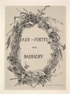 Wieniec z Polnych Kwiatów, tytuł Eaux-Fortes par Daubigny, 1850. autorstwa Charles Francois Daubigny