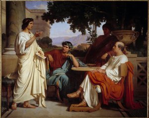 Wergiliusz, Horacy i Varius w Mecene Obraz Charlesa Francois Jalaberta (1819-1901) 1846 Nimes, musee des Beaux Arts - Wergiliusz, Horacy i Varius w domu Mecene. Obraz Charlesa Francois Jalaberta (1819-1901) 1846. Muzeum Sztuk Pięknych, Nimes, Francja