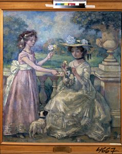 Dwie dziewczyny na tarasie. Malarstwo Charlesa Francois Prospera Guerina (1875-1939)