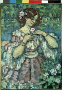 Dziewczyna z różą. Malarstwo Charlesa Guerina (1875-1939)