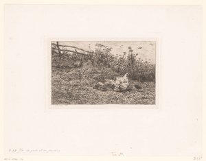 Kip stawia kuikens Kura i jej pisklęta autorstwa Charles François Daubigny (attributed to)
