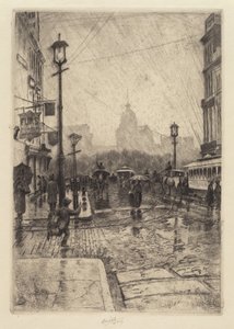Deszczowy dzień, Broadway, prawdopodobnie 1890. autorstwa Charles Frederick William Mielatz