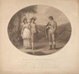 Rosalind, Celia i Orlando – „Jak wam się podoba”, akt III, scena II autorstwa Charles Gauthier Playter