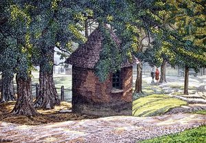 By the Ponds, Hampstead (pióro i atrament z praniem) autorstwa Charles Ginner