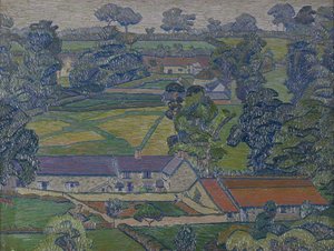 Krajobraz z zagrodami, ok. 1912-13 (olej na płótnie)