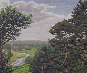Rzeka Avon, niedaleko Salisbury (olej na płótnie) autorstwa Charles Ginner