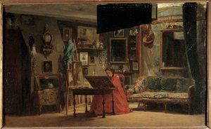 Księżniczka Matylda (1820-1904) w swojej pracowni, rue de Courcelles Księżniczka Matylda-Letyzja Bonaparte przed swoim biurem. Obraz Sebastiena Charlesa Girauda (1819-1892). 19 wiek. Wymiary 0,32 x 0,52 m Paryż, Musee Carnavalet