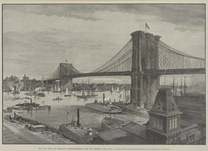 Most wiszący w Nowym Jorku i Brooklynie od strony Brooklynu, koniec XIX wieku autorstwa Charles Graham