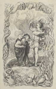 Ilustracja do Burzy: Kaliban, Ferdynand i Ariel, 1836. autorstwa Charles Gray