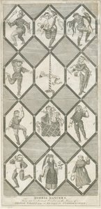 Betley Glass Window - Morris Dancers: grawerowanie i [?XVIII wiek] (druk) autorstwa Charles Grignion