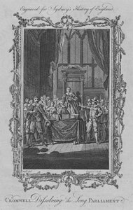 Cromwell rozwiązujący Długi Parlament, 1773. autorstwa Charles Grignion