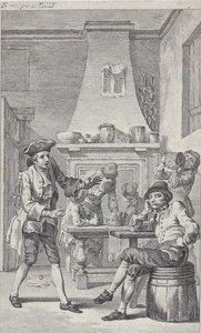 Frontyspis do Roderick Random Tobiasa Smolletta, 1748. autorstwa Charles Grignion