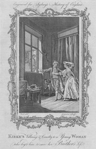 Nikczemność i okrucieństwo Kirkesa wobec młodej kobiety, która błagała go o uratowanie życia jego braci, 1773. autorstwa Charles Grignion